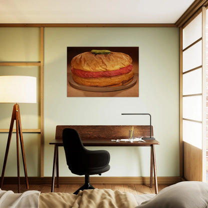 FLOOR BURGER GIANT HAMBURGER 1962 - Claes Oldenburg Brushed Aluminum Print - 70x100 cm / 28x40 inches | Claes Oldenburg Aluminum Print | Claes Oldenburg Prints