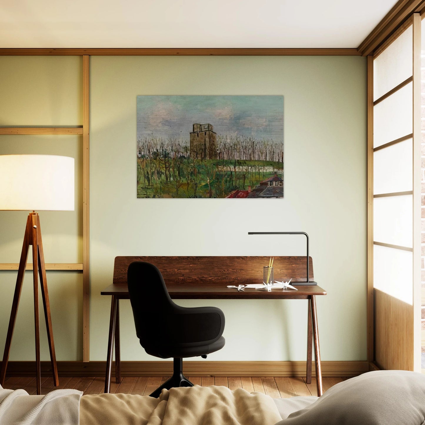 DONJON STREET - Maurice Utrillo Brushed Aluminum Print - 70x100 cm / 28x40 inches | Maurice Utrillo Aluminum Print | Maurice Utrillo Prints