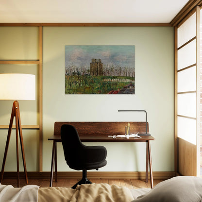 DONJON STREET - Maurice Utrillo Brushed Aluminum Print - 70x100 cm / 28x40 inches | Maurice Utrillo Aluminum Print | Maurice Utrillo Prints