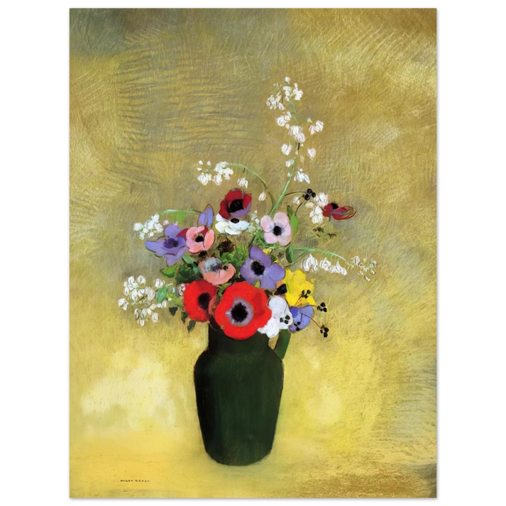 Odilon Redon - FLOWERS IN A GREEN PITCHER  75x100 cm / 30x40inches Fine Art Poster