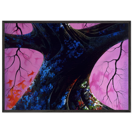Giant Oak - Eyvind Earle 70x100 cm / 28x40 inches Framed Art Print – Black Wooden Frame