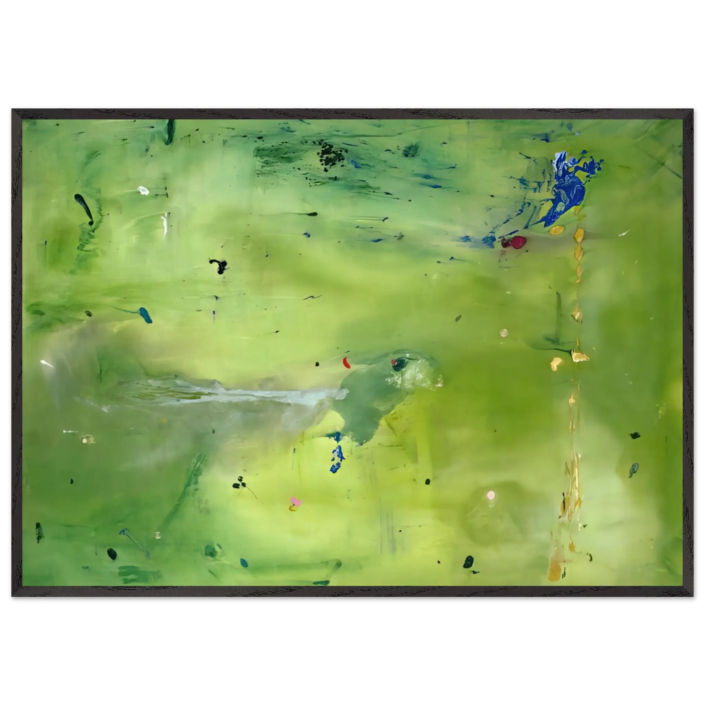 Helen Frankenthaler - A Green Thought in a Green Shade - 1981 Wall art - 28x43  cm / XL (11x17 Inches) - Premium Wooden Framed Poster With Fine Art Paper - Wood frame