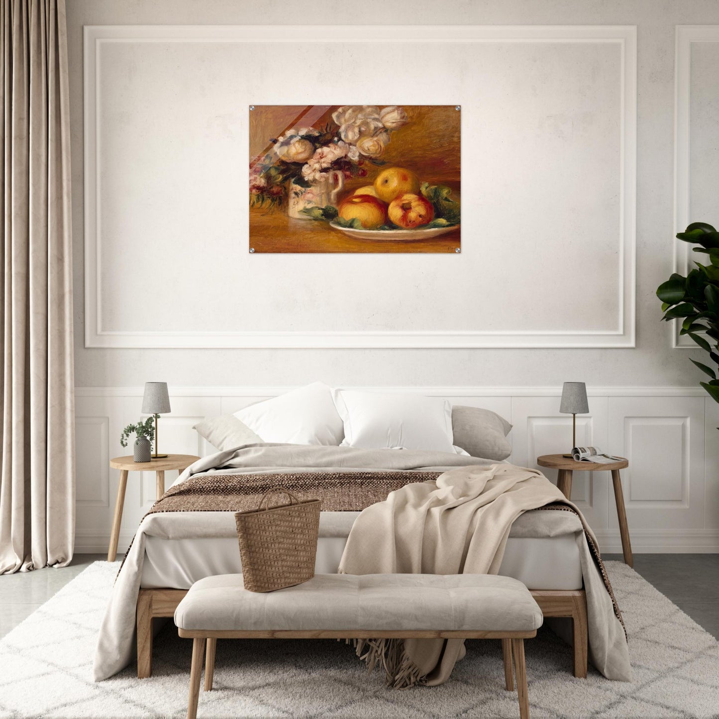 Apples and Flowers - Pierre-Auguste Renoir Acrylic Print - 70x100 cm / 28x40″ inches