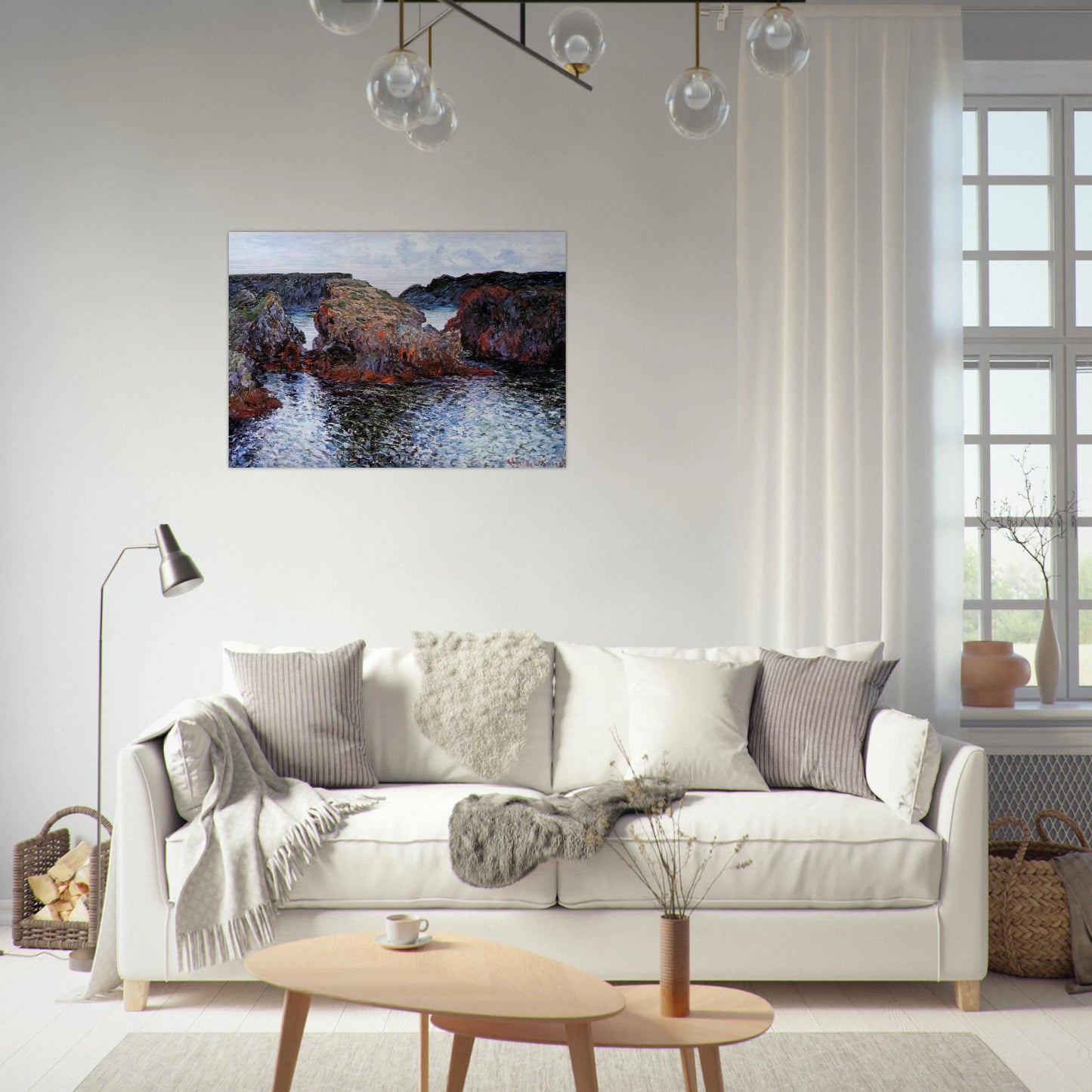 Belle-Ile, Rocks at Port-Goulphar - claude monet Brushed Aluminum Print - 70x100 cm / 28x40 inches | claude monet Aluminum Print | claude monet Prints