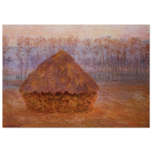 Grainstack in Winter, Misty Weather - claude monet Brushed Aluminum Print - 70x100 cm / 28x40 inches | claude monet Aluminum Print | claude monet Prints