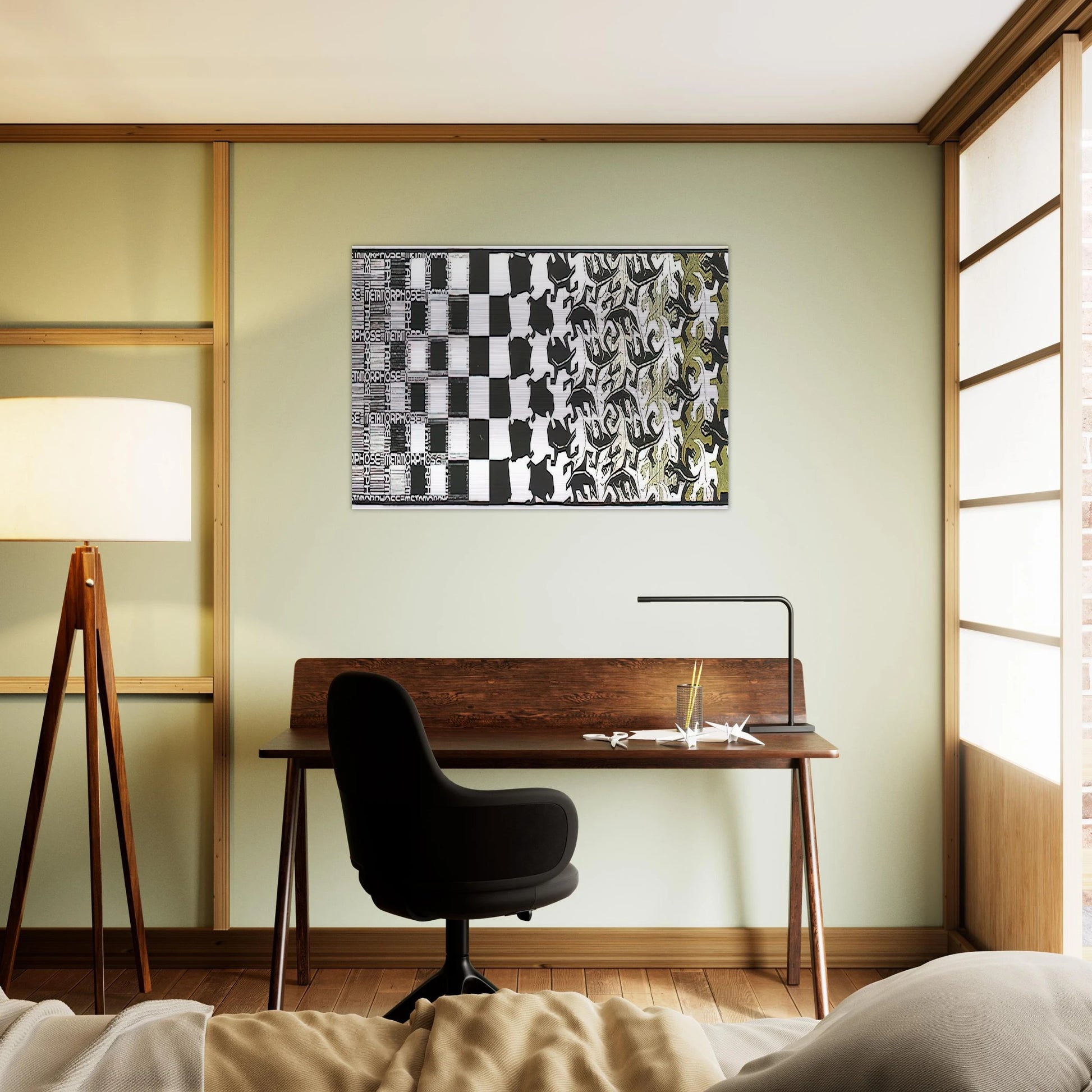 METAMORPHOSIS II EXCERPT 2 - MC Escher Brushed Aluminum Print - 70x100 cm / 28x40 inches | MC Escher Aluminum Print | MC Escher Prints