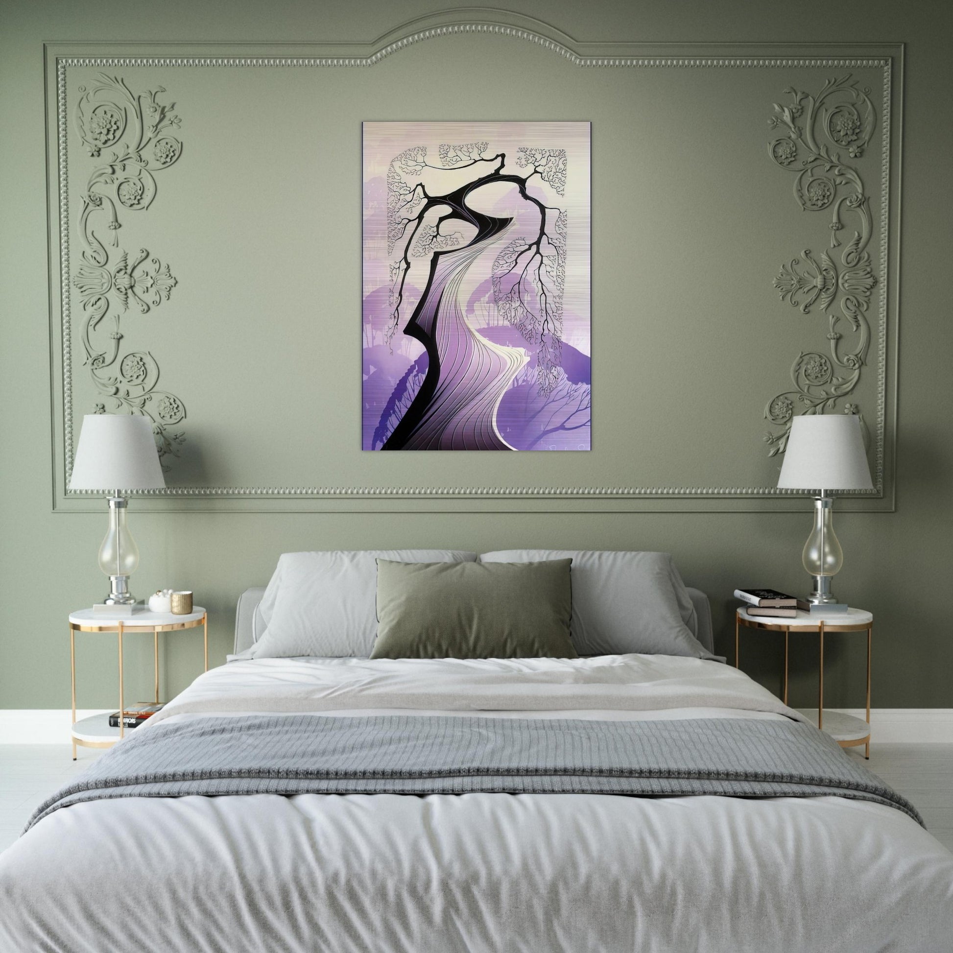 Carmel Cypress - Eyvind Earle Brushed Aluminum Print - 70x100 cm / 28x40 inches | Eyvind Earle Aluminum Print | Eyvind Earle Prints