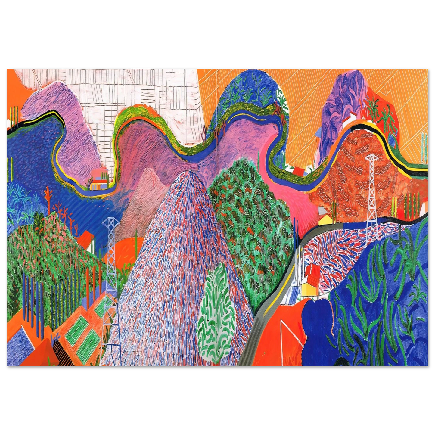 David Hockney - David Hockney Wall art - 60x80 cm / 24x32 inches - Premium Wooden Framed Poster With Fine Art Paper-canvas - White frame