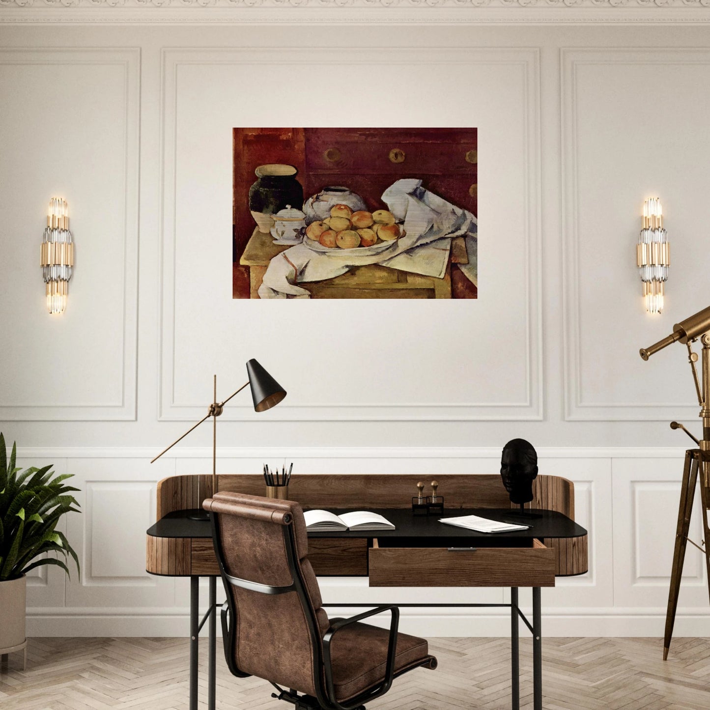 Still Life with a Chest of Drawers - Paul Cézanne Brushed Aluminum Print - 70x100 cm / 28x40 inches | Paul Cézanne Aluminum Print | Paul Cézanne Prints