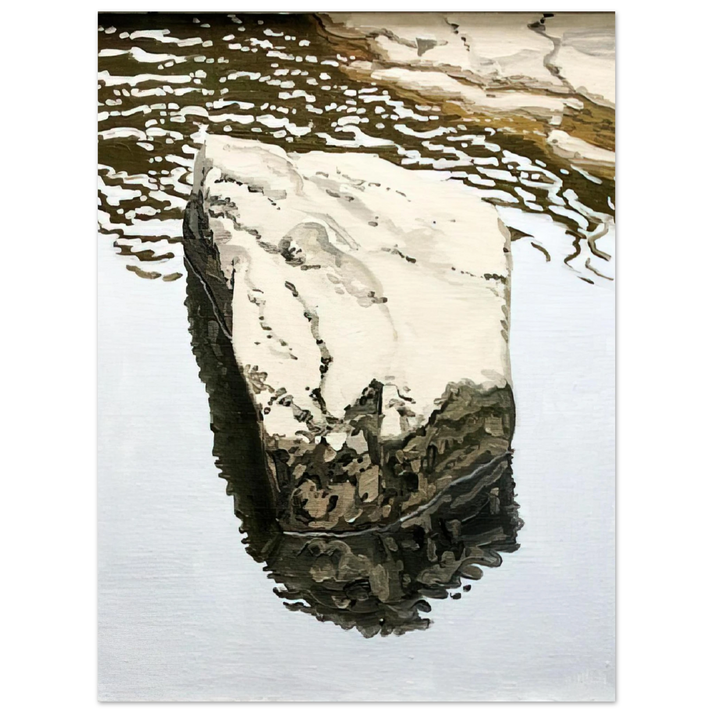 Neil Welliver - Study for Flat Boulder Reflected - 1986  75x100 cm / 30x40inches Fine Art Poster