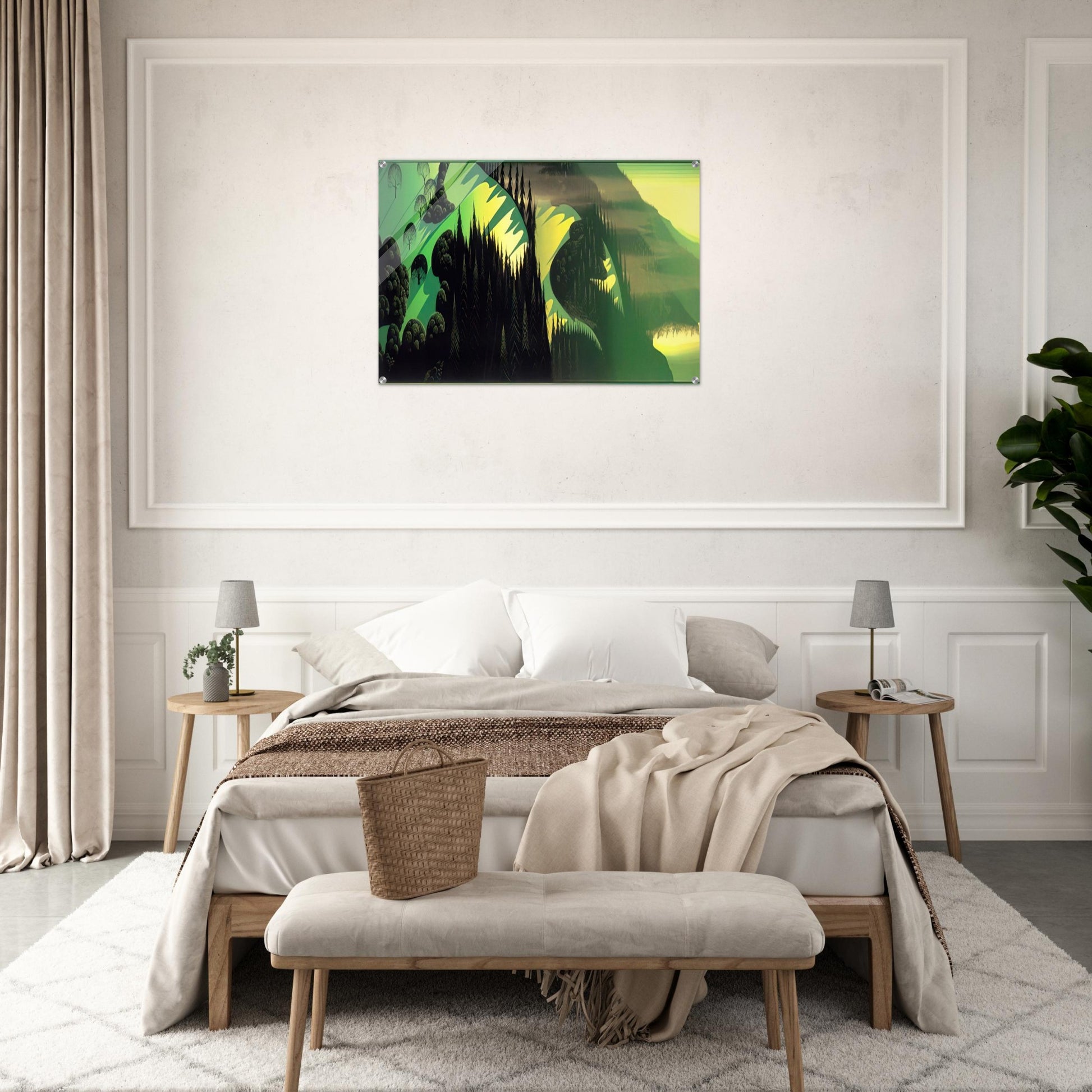 Three Pastures by the Sea - Eyvind Earle Acrylic Print - 70x100 cm / 28x40″ inches