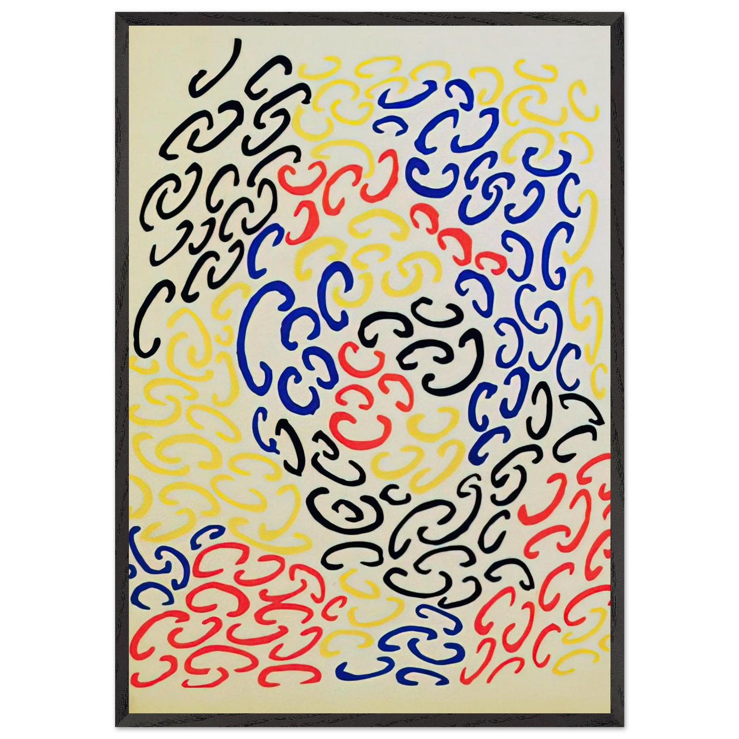 COMPOSITION 10 - Sonia Delaunay 70x100 cm / 28x40 inches Framed Art Print – Black Wooden Frame