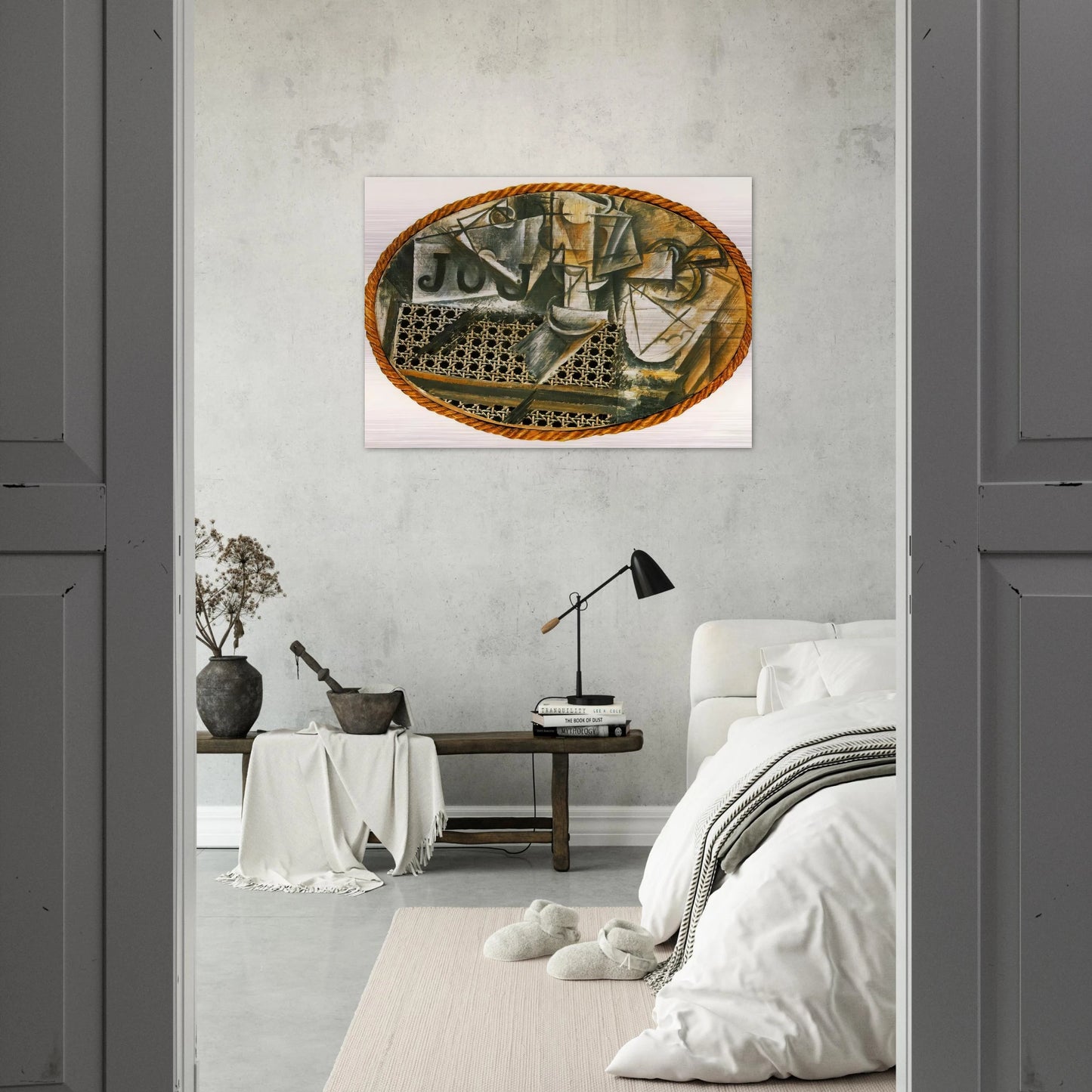 Still Life with Caned Chair - Pablo Picasso Brushed Aluminum Print - 70x100 cm / 28x40 inches | Pablo Picasso Aluminum Print | Pablo Picasso Prints
