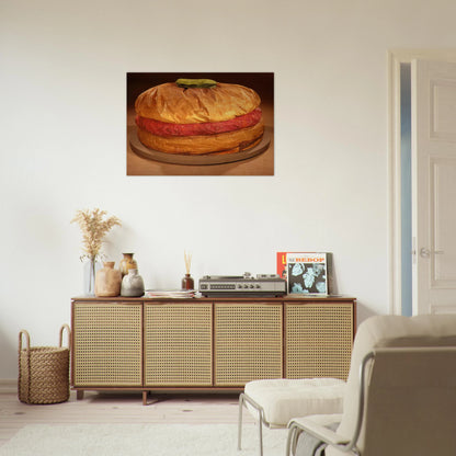 FLOOR BURGER GIANT HAMBURGER 1962 - Claes Oldenburg Brushed Aluminum Print - 70x100 cm / 28x40 inches | Claes Oldenburg Aluminum Print | Claes Oldenburg Prints