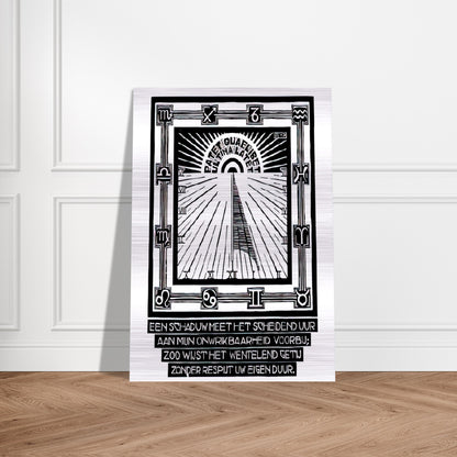 SUNDIAL XXIV EMBLEMATA REJECTED PLATE 1931 - MC Escher Brushed Aluminum Print - 70x100 cm / 28x40 inches | MC Escher Aluminum Print | MC Escher Prints | Maurits Cornelis Escher Prints