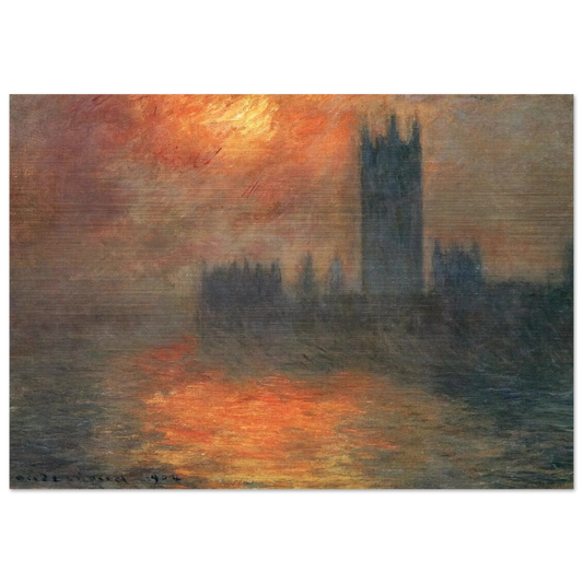 Houses of Parliament, Sunset - claude monet Brushed Aluminum Print - 70x100 cm / 28x40 inches | claude monet Aluminum Print | claude monet Prints