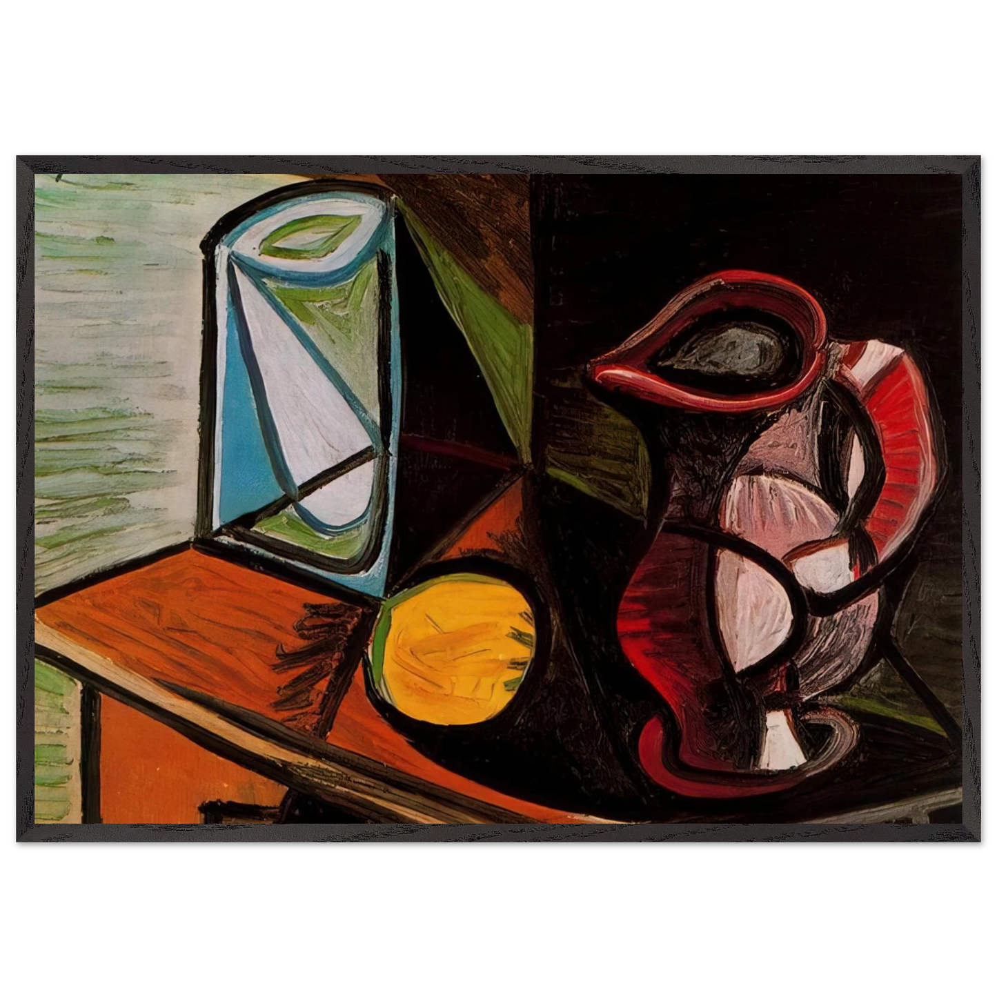 Glass and pitcher - Pablo Picasso 70x100 cm / 28x40 inches Framed Art Print – Black Wooden Frame