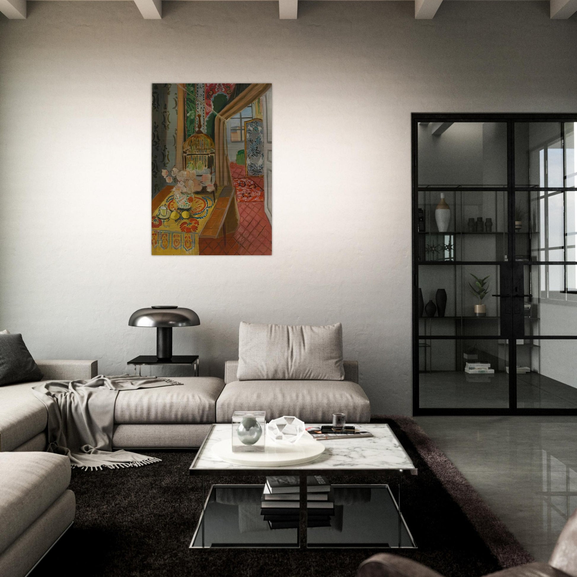 INTERIOR FLOWERS AND PARAKEETS 1924 - Henri Matisse Brushed Aluminum Print - 70x100 cm / 28x40 inches | Henri Matisse Aluminum Print | Henri Matisse Prints