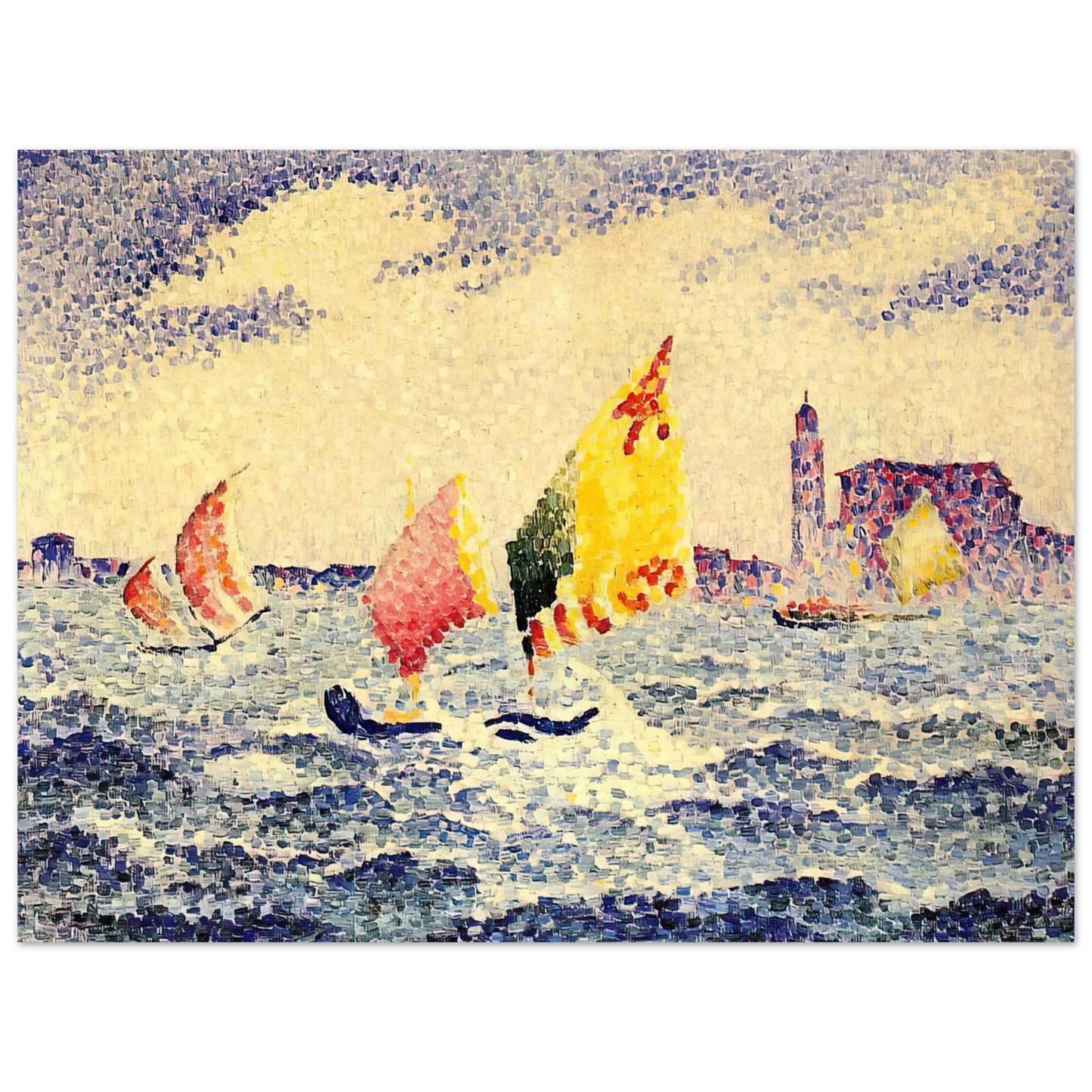 Henri-Edmond Cross - Sailboats near Chicago  75x100 cm / 30x40inches Fine Art Poster
