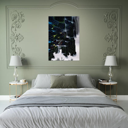 Sea Cliffs Rising - Eyvind Earle Brushed Aluminum Print - 70x100 cm / 28x40 inches | Eyvind Earle Aluminum Print | Eyvind Earle Prints