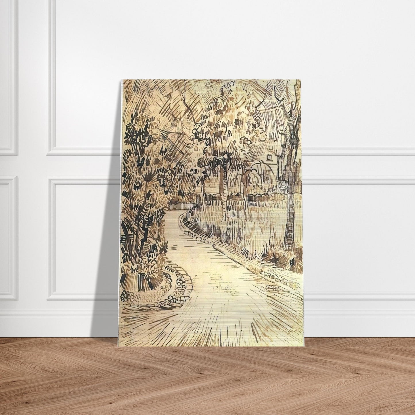 Public Garden with a Corner of the Yellow House - Vincent van Gogh Brushed Aluminum Print - 70x100 cm / 28x40 inches | Vincent van Gogh Aluminum Print | Vincent van Gogh Prints
