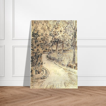 Public Garden with a Corner of the Yellow House - Vincent van Gogh Brushed Aluminum Print - 70x100 cm / 28x40 inches | Vincent van Gogh Aluminum Print | Vincent van Gogh Prints