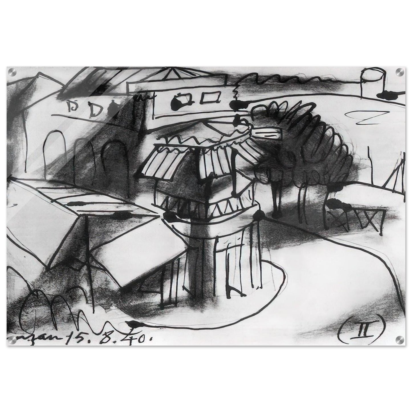 Café in Royan - 1940 - Pablo Picasso Acrylic Print - 70x100 cm / 28x40″ inches | Pablo Picasso Wall Art | Pablo Picasso Prints