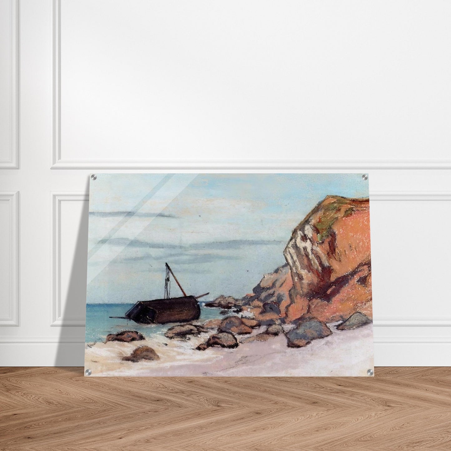 Saint-Adresse, Beached Sailboat - claude monet Acrylic Print - 70x100 cm / 28x40″ inches