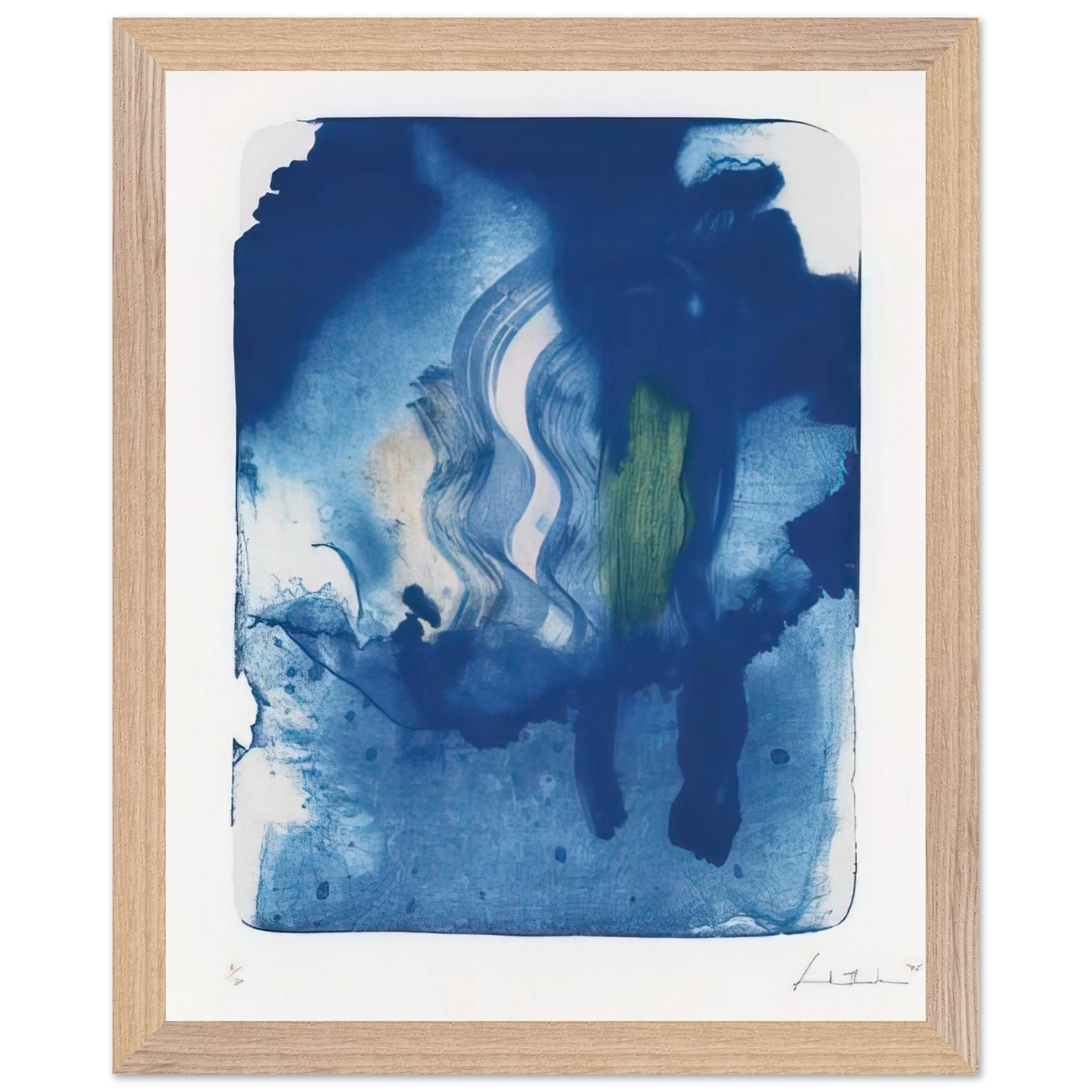 Helen Frankenthaler - Reflections V - 1995 Wall art - 30x45 cm / 12x18 inches - Premium Wooden Framed Poster With Fine Art Paper-canvas - Wood frame