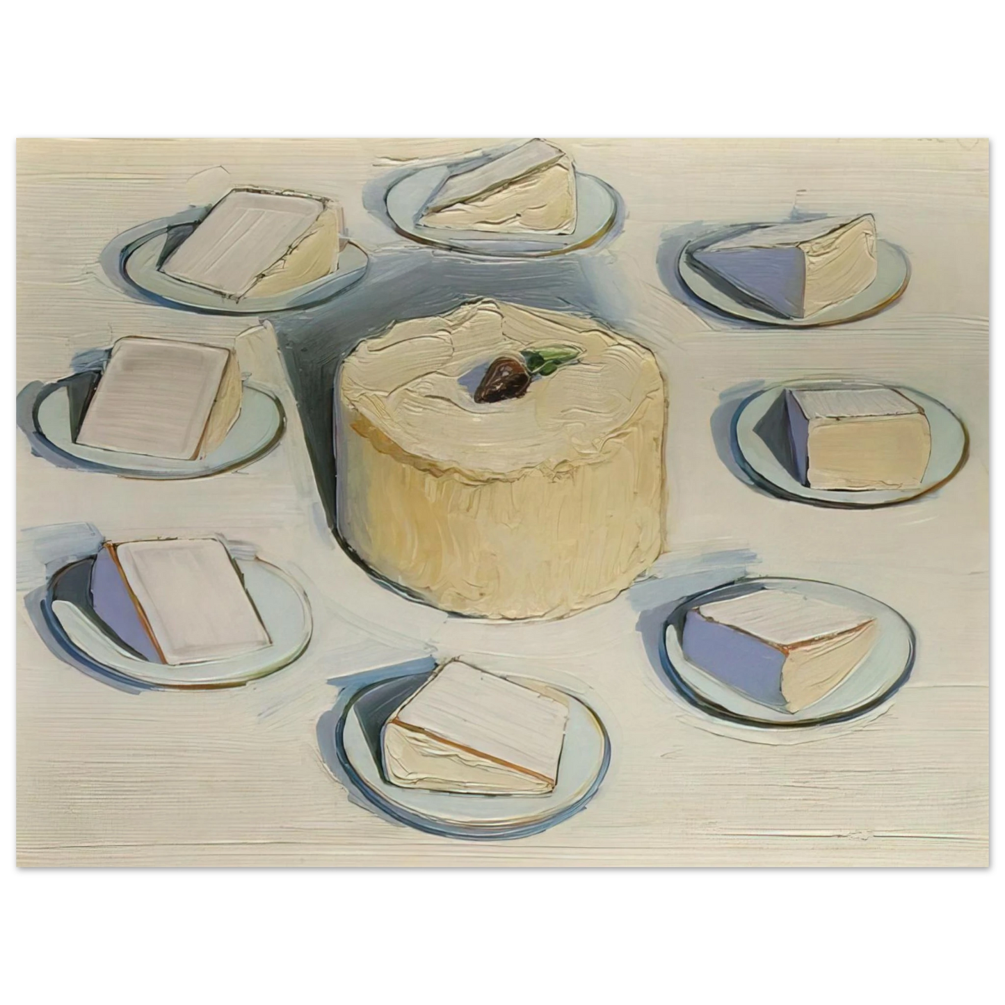 Wayne Thiebaud - Around the Cake - 1962 Wall Art - 21x29.7 cm / 8x12" - Premium Wooden Framed Poster With Fine Art Paper - Wood frame