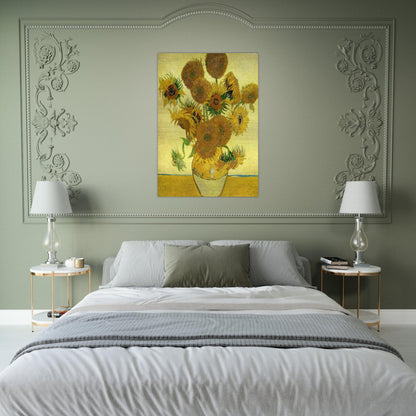 Still Life - Vase with Fifteen Sunflowers - Vincent van Gogh Brushed Aluminum Print - 70x100 cm / 28x40 inches | Vincent van Gogh Aluminum Print | Vincent van Gogh Prints