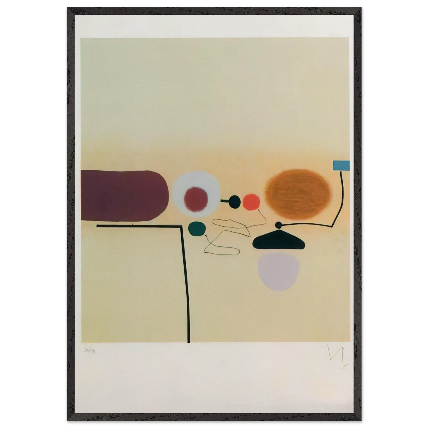 COMPOSITE IMAGE ORANGE AND PINK - Victor Pasmore 70x100 cm / 28x40 inches Framed Art Print – Black Wooden Frame