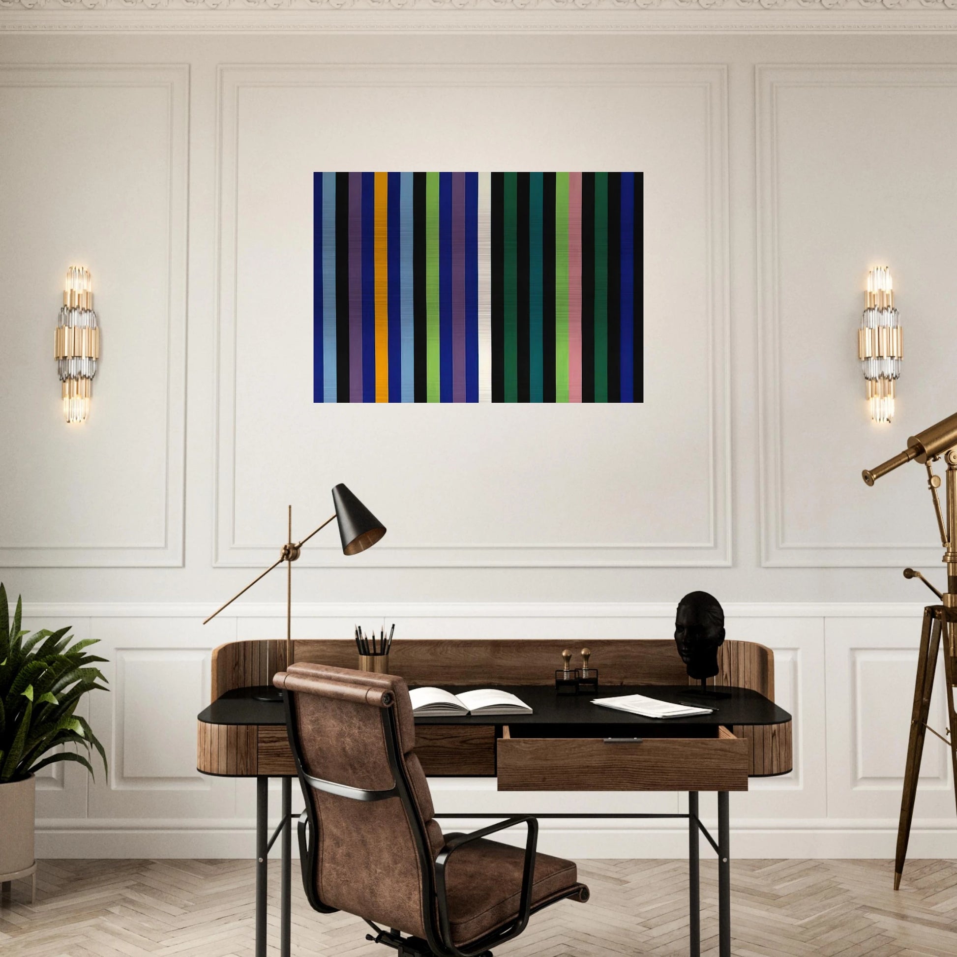 Two Part Blue - 1964 - Gene Davis Brushed Aluminum Print - 70x100 cm / 28x40 inches | Gene Davis Aluminum Print | Gene Davis Prints
