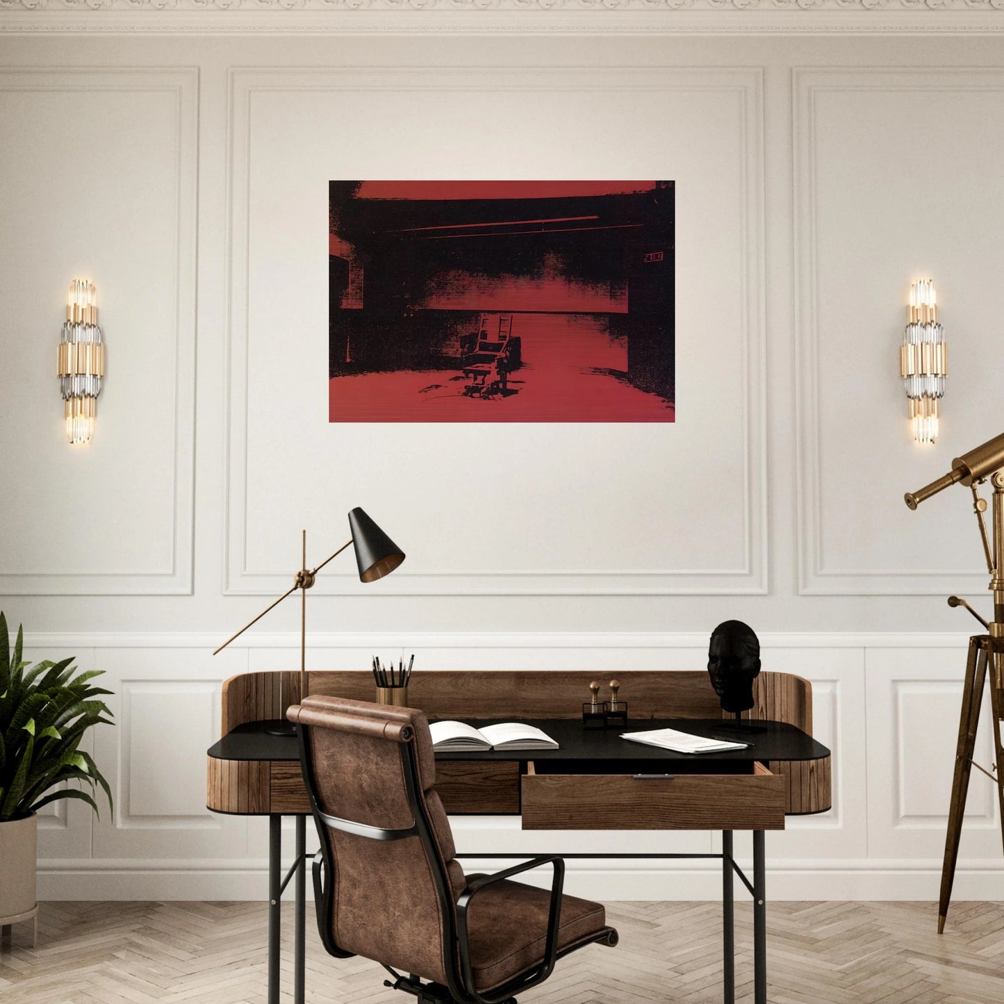 Early electric chair - Andy Warhol Brushed Aluminum Print - 70x100 cm / 28x40 inches | Andy Warhol Aluminum Print | Andy Warhol Prints