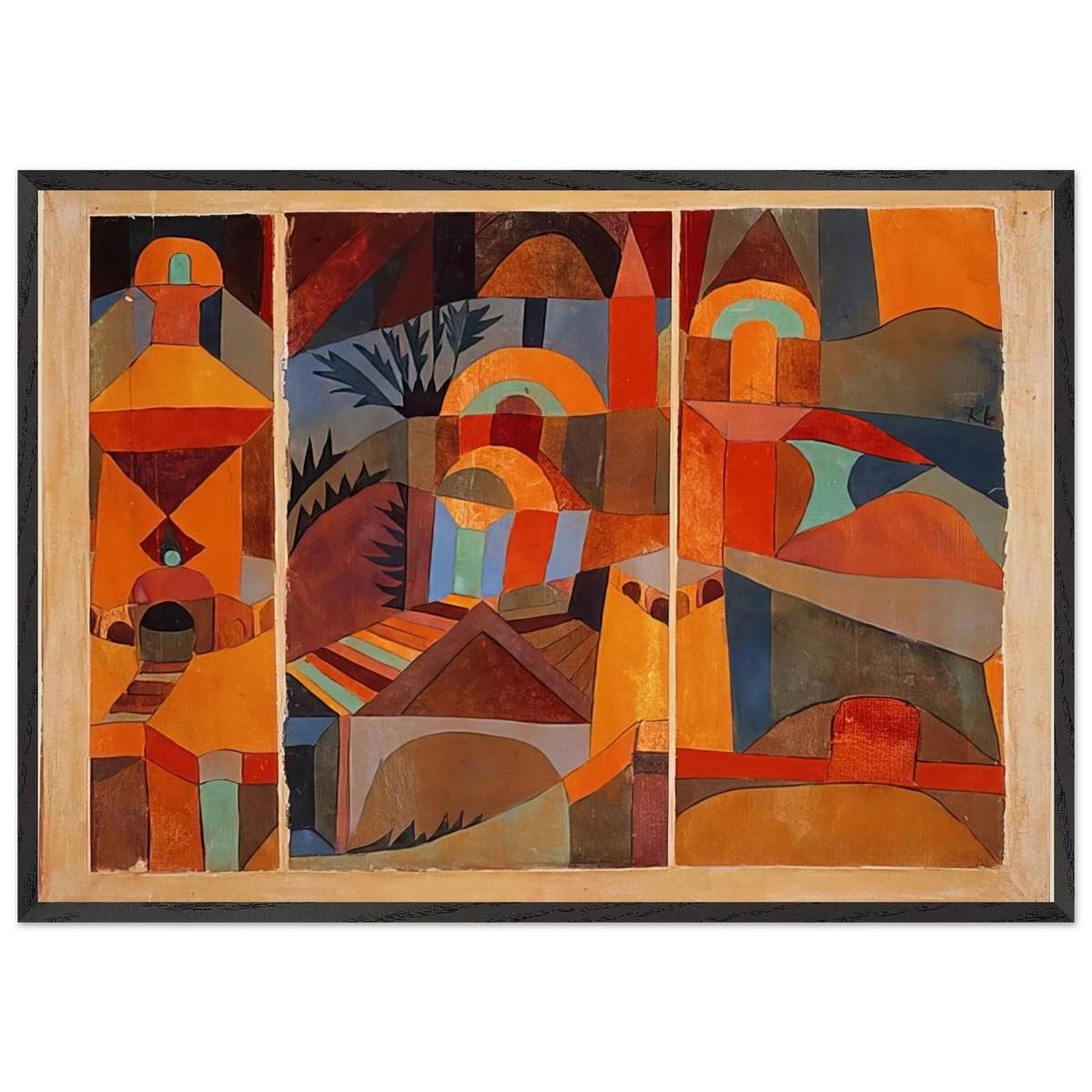 TEMPLE GARDENS 1920 - Paul Klee 70x100 cm / 28x40 inches Framed Art Print – Black Wooden Frame