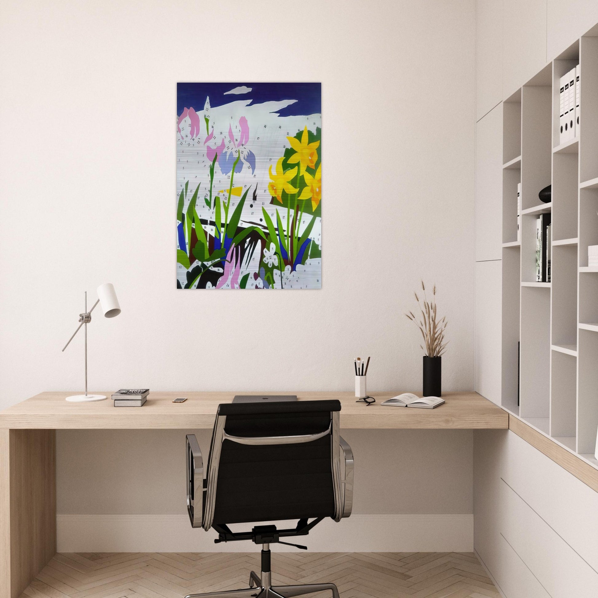 Do It Yourself  Flowers  - Andy Warhol Brushed Aluminum Print - 70x100 cm / 28x40 inches | Andy Warhol Aluminum Print | Andy Warhol Prints