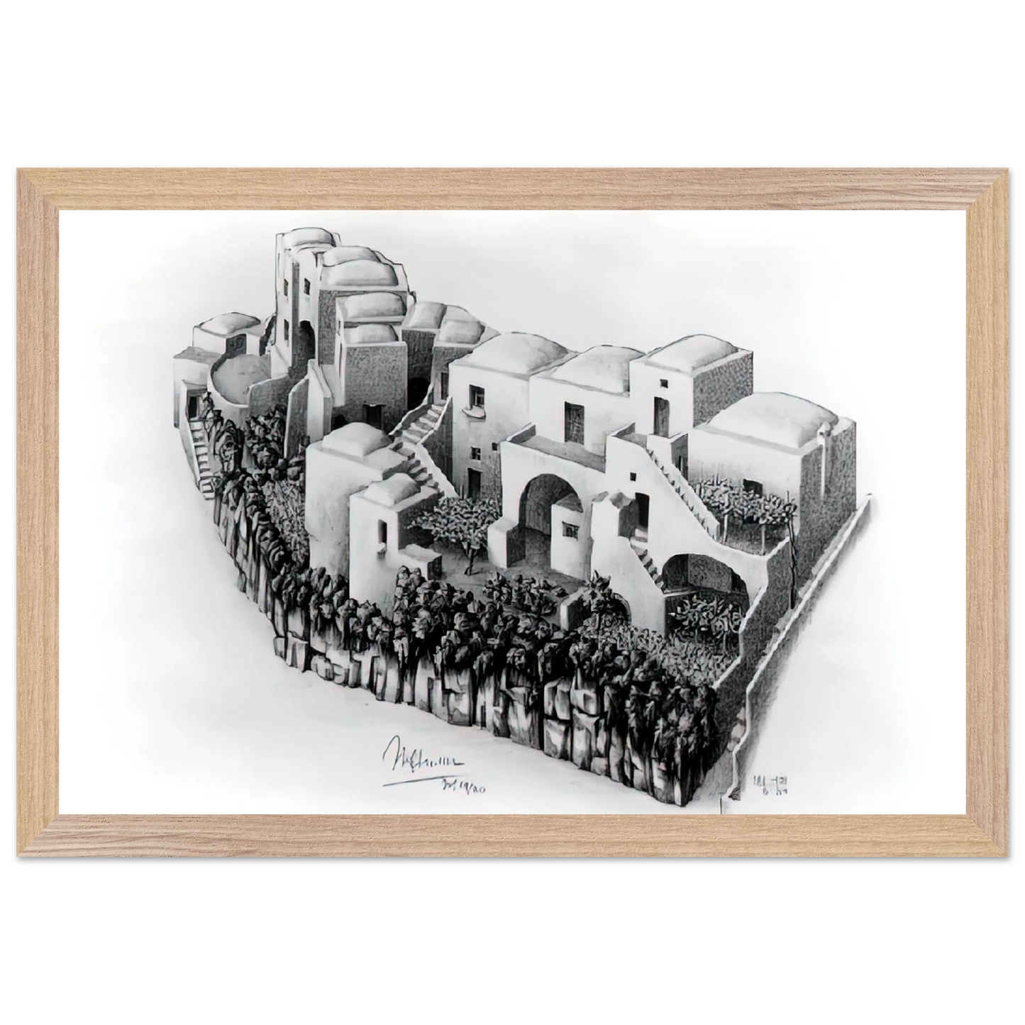 MC Escher - ESCHER (24) Wall Art - 30x40 cm / 12x16 inches - Premium Wooden Framed Poster With Fine Art Paper-canvas - Black frame