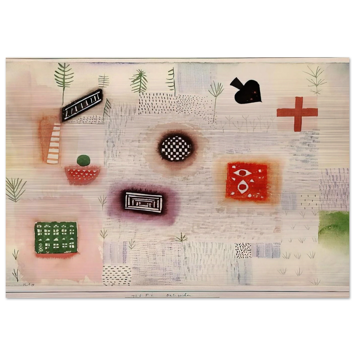 PLACE SIGNS 1926 - Paul Klee Brushed Aluminum Print - 70x100 cm / 28x40 inches | Paul Klee Aluminum Print | Paul Klee Prints