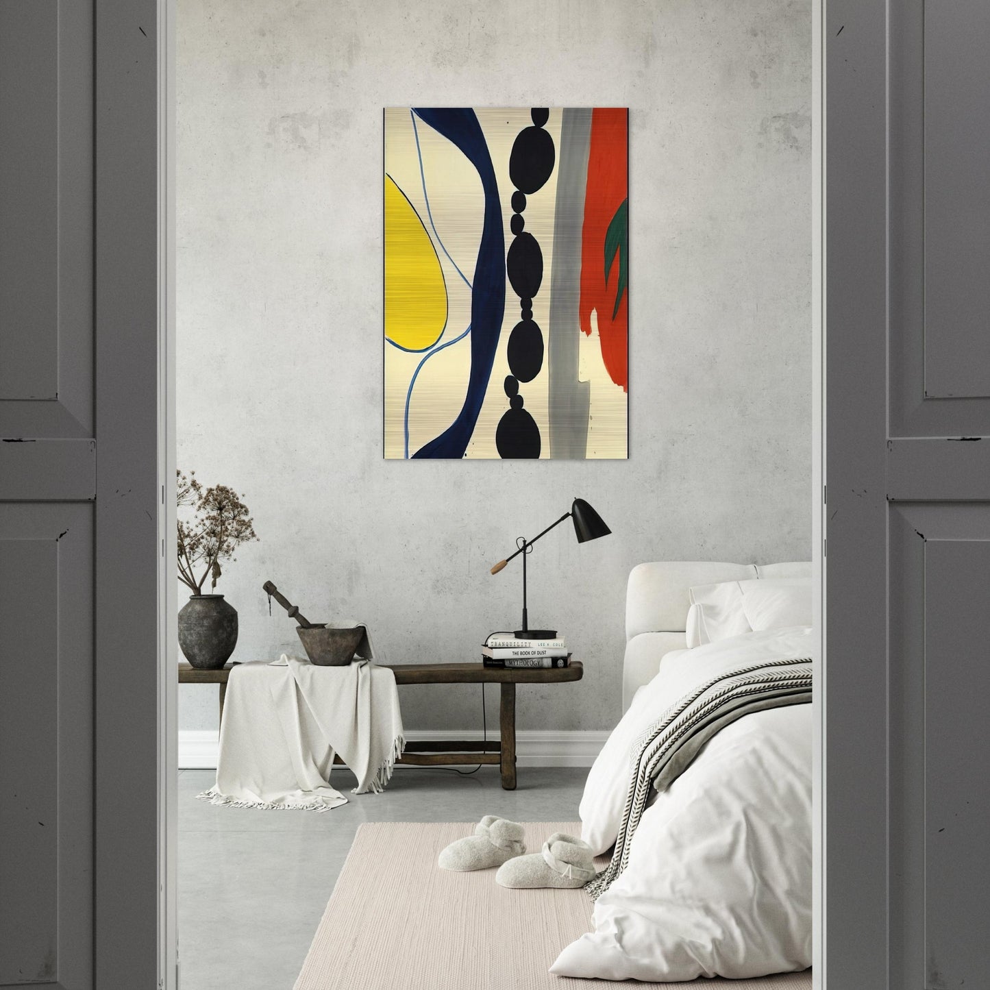 Schwarze Kette Grün zu Rot - 1966 - Ernst Wilhelm Nay Brushed Aluminum Print - 70x100 cm / 28x40 inches | Ernst Wilhelm Nay Aluminum Print | Ernst Wilhelm Nay Prints
