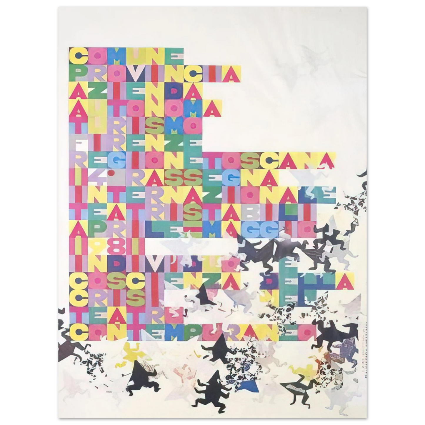 Alighiero Boetti - RASSEGNA INTERNAZIONALE TEATRI STABILI FACCINE COLORATE 1979  75x100 cm / 30x40inches Fine Art Poster