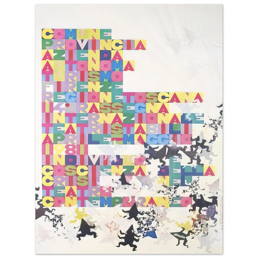 Alighiero Boetti - RASSEGNA INTERNAZIONALE TEATRI STABILI FACCINE COLORATE 1979  75x100 cm / 30x40inches Fine Art Poster