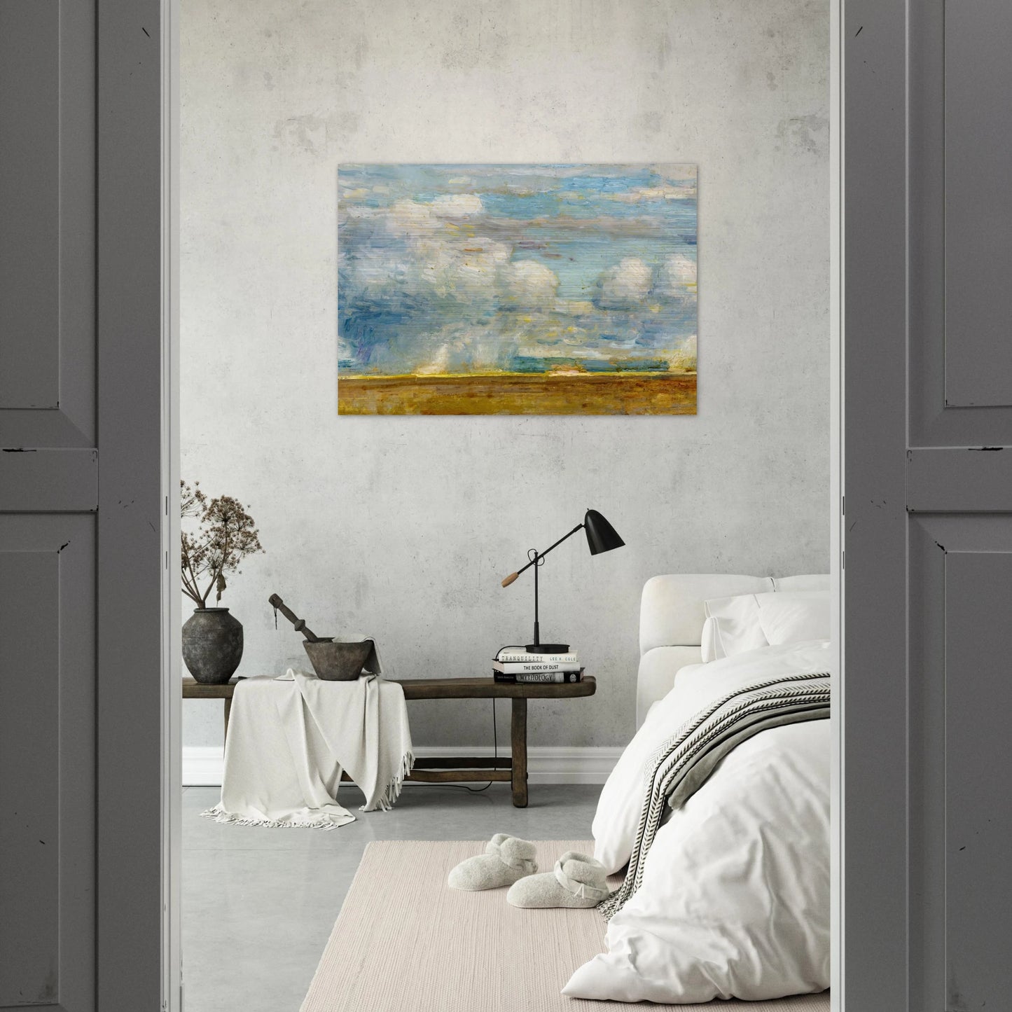 Clouds also known as Rain Clouds over Oregon Desert - Childe Hassam Brushed Aluminum Print - 70x100 cm / 28x40 inches | Childe Hassam Aluminum Print | Childe Hassam Prints