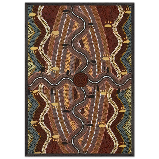 Possum Dreaming - 1981 - Clifford Possum Tjapaltjarri 70x100 cm / 28x40 inches Framed Art Print – Black Wooden Frame