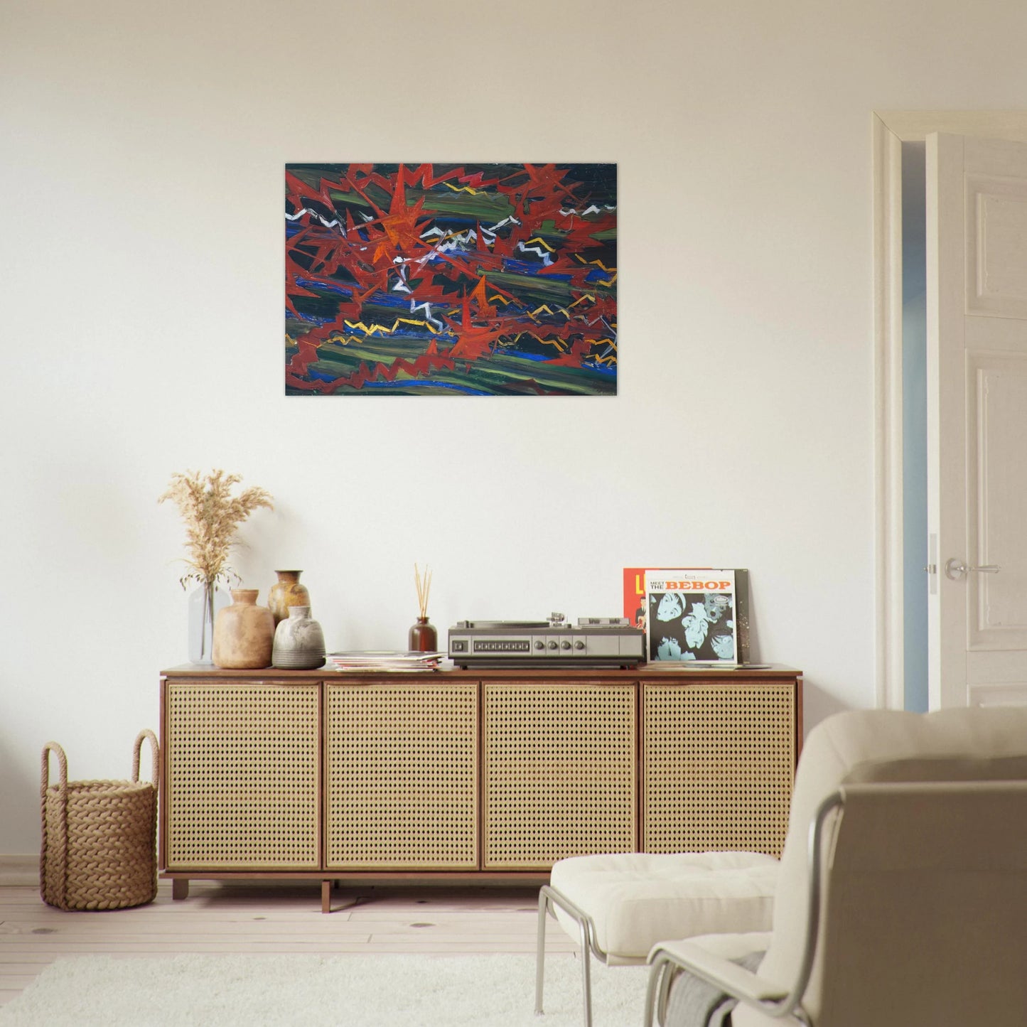 Explosion of Red on Green - Gerardo Dottori Brushed Aluminum Print - 70x100 cm / 28x40 inches | Gerardo Dottori Aluminum Print | Gerardo Dottori Prints