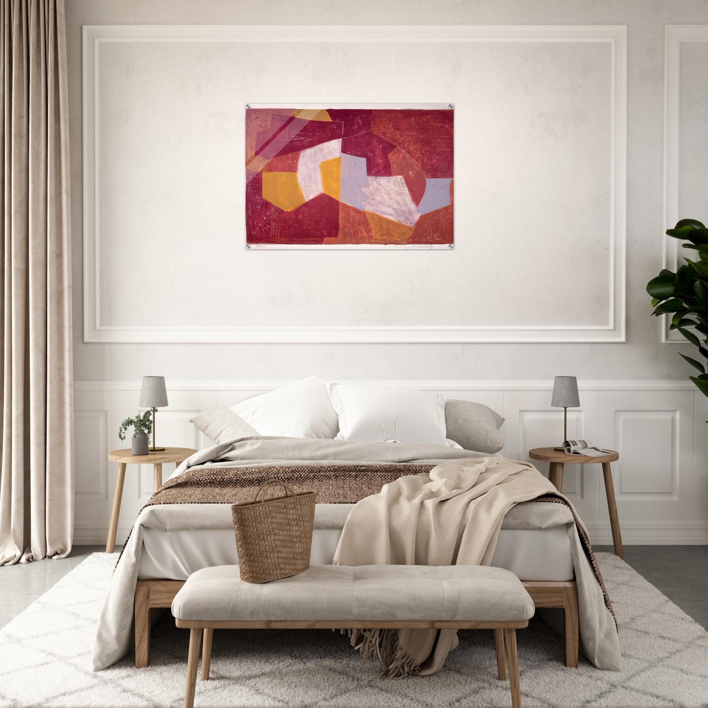 Composition carmin, brune, jaune et grise - 1956 - Serge Poliakoff Acrylic Print - 70x100 cm / 28x40″ inches