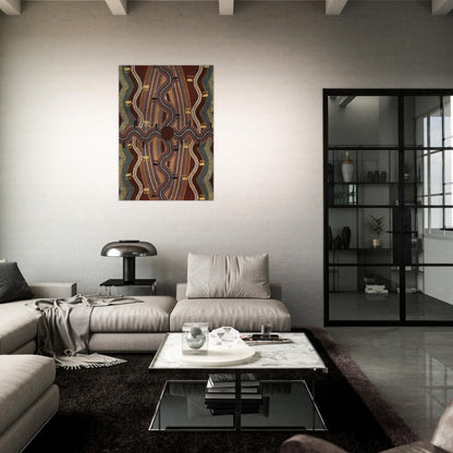 Possum Dreaming - 1981 - Clifford Possum Tjapaltjarri Brushed Aluminum Print - 70x100 cm / 28x40 inches | Clifford Possum Tjapaltjarri Aluminum Print | Clifford Possum Tjapaltjarri Prints