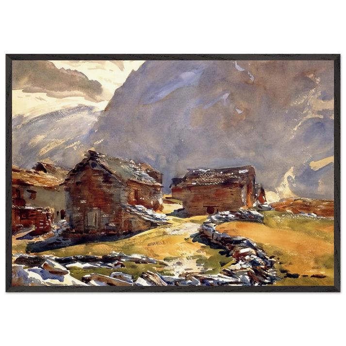 Simplon Pass Chalets - John Singer Sargent 70x100 cm / 28x40 inches Framed Art Print – Black Wooden Frame