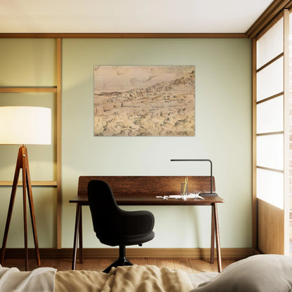Mountain Landscape Seen across the Walls - Vincent van Gogh Brushed Aluminum Print - 70x100 cm / 28x40 inches | Vincent van Gogh Aluminum Print | Vincent van Gogh Prints