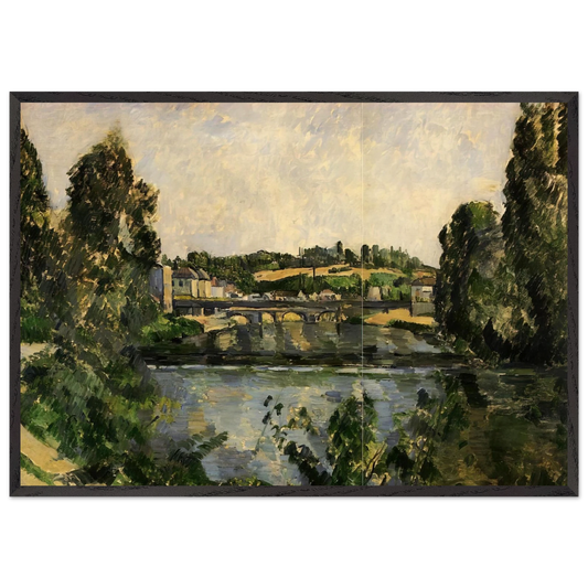 Bridge and Waterfall at Pontoise - Paul Cezanne 70x100 cm / 28x40 inches Framed Art Print – Black Wooden Frame