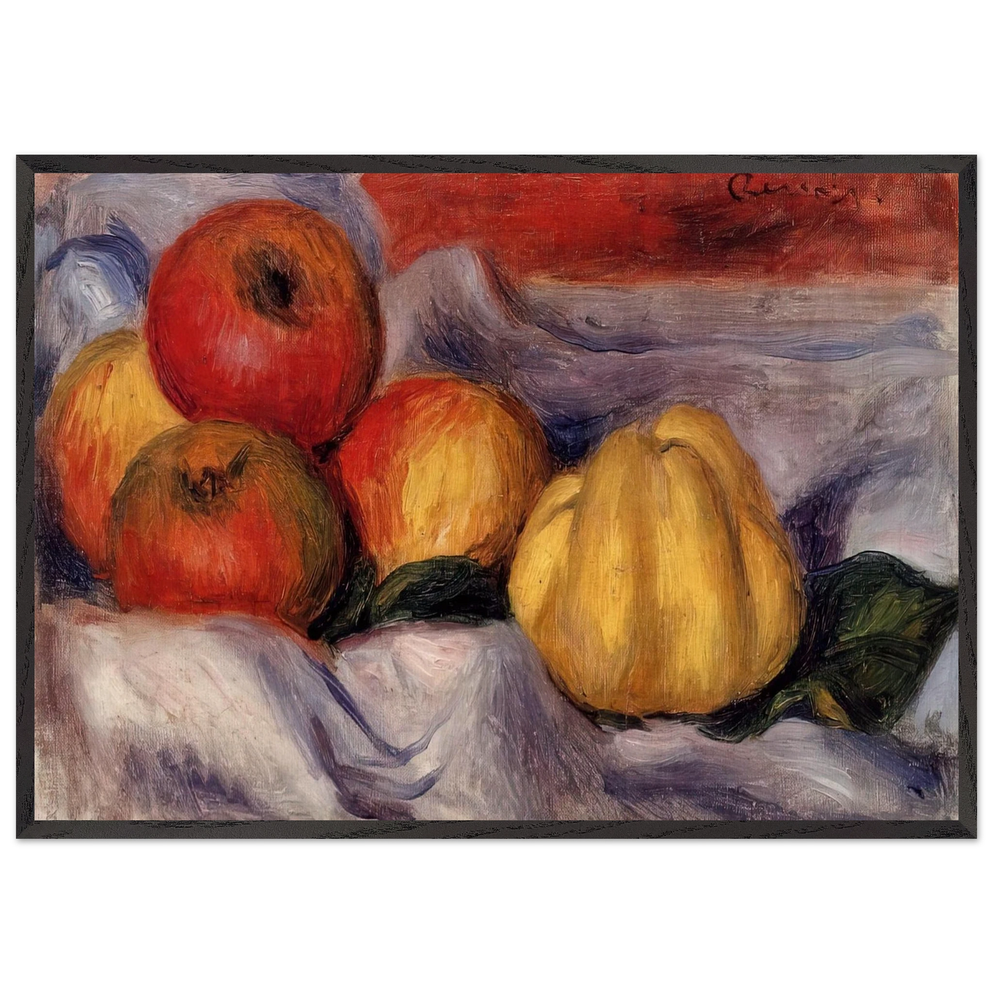 Still Life with Apples N1 - Pierre-Auguste Renoir 70x100 cm / 28x40 inches Framed Art Print – Black Wooden Frame